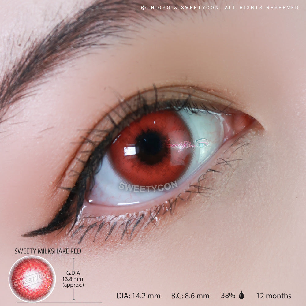 Sweety Milkshake Red (1 lens/pack)-Colored Contacts-UNIQSO