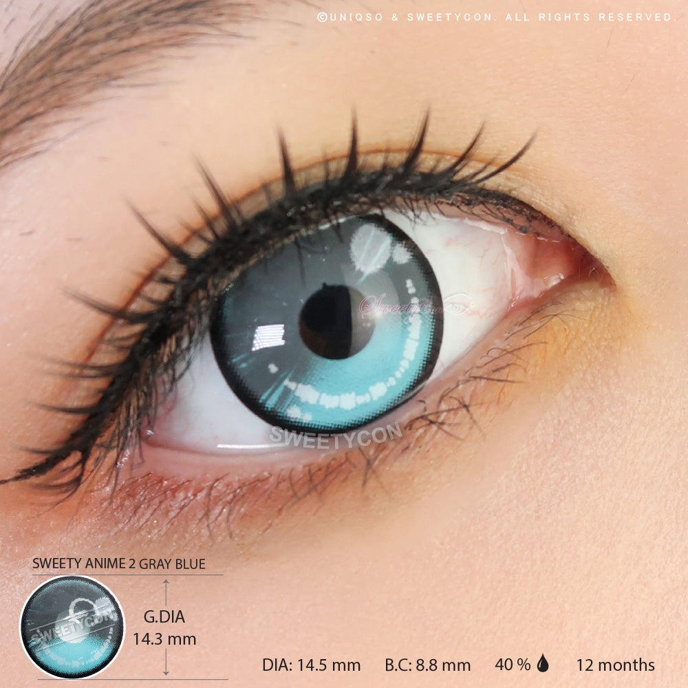 Sweety Anime 2 Gray Blue (1 lens/pack)-Colored Contacts-UNIQSO