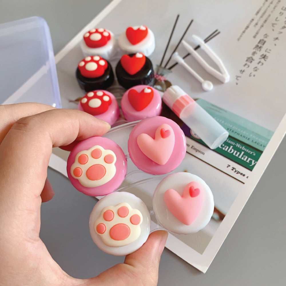 Cute Paw & Love Lens Case Travel Kit (3 Pairs)-Lens Case-UNIQSO