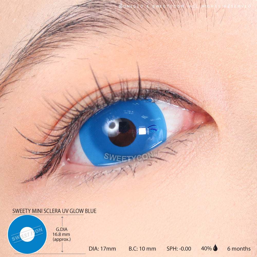 Sweety Mini Sclera UV Glow Blue (1 lens/pack)-Mini Sclera Contacts-UNIQSO
