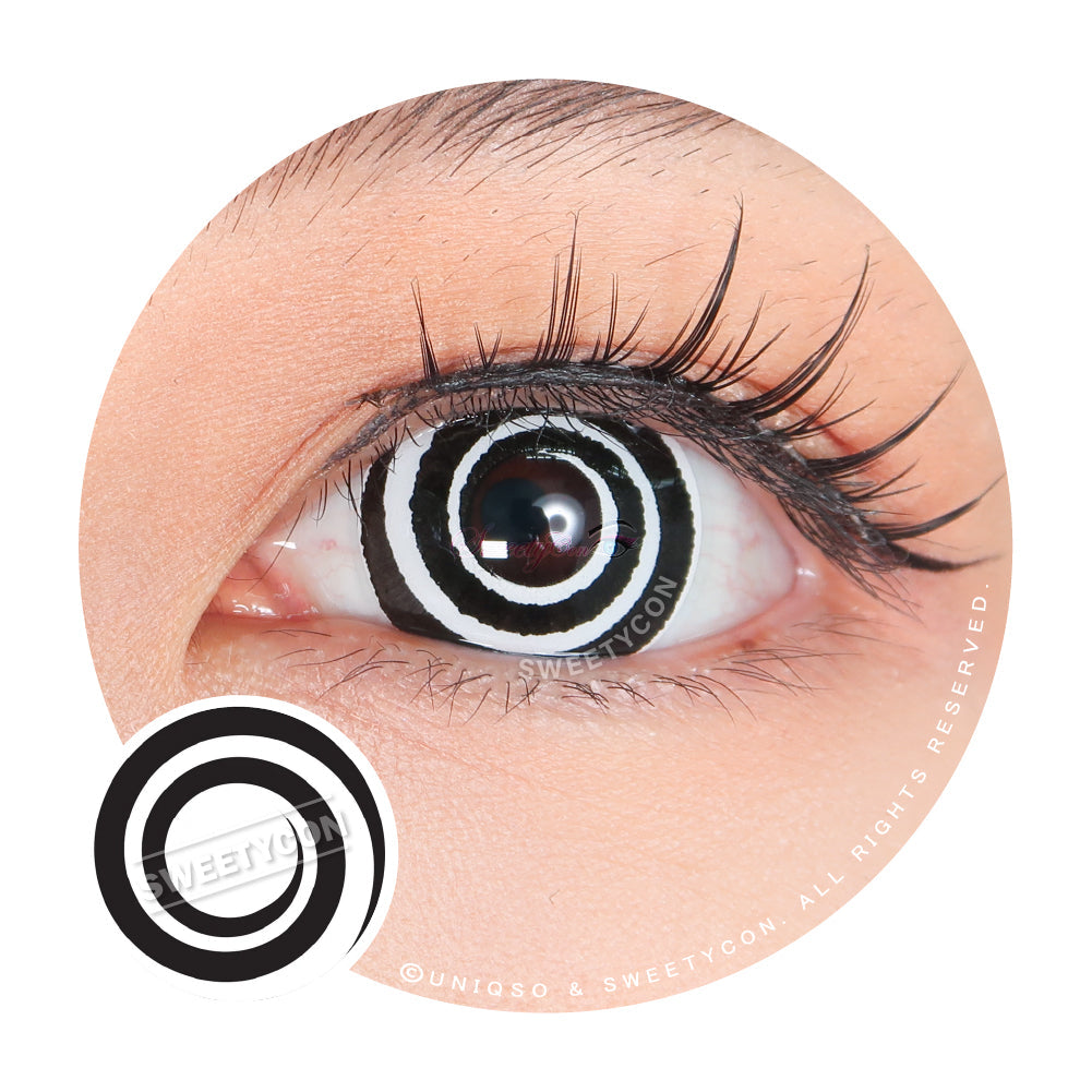 Sweety Mini Sclera Black Spiral (1 lens/pack)-Mini Sclera Contacts-UNIQSO