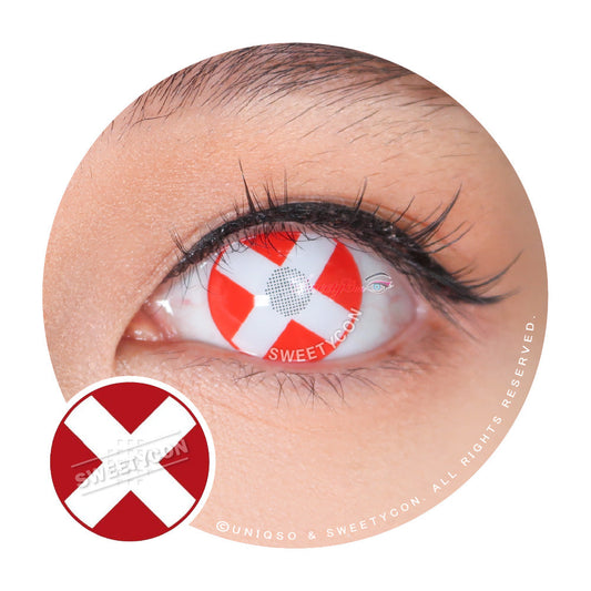 Sweety Crazy White Cross Red Eye (1 lens/pack)-Crazy Contacts-UNIQSO