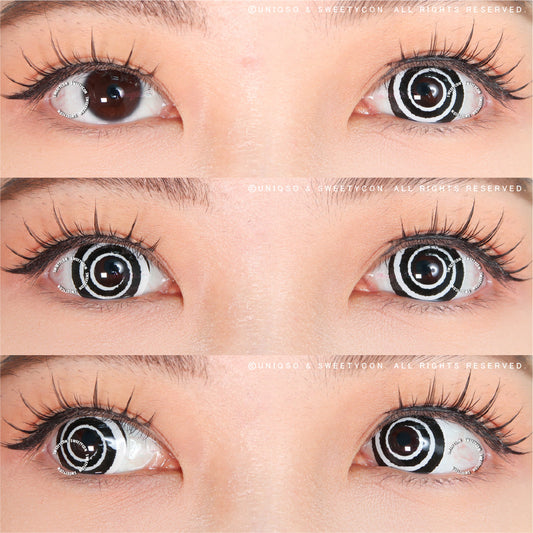 Sweety Mini Sclera Black Spiral (1 lens/pack)-Mini Sclera Contacts-UNIQSO