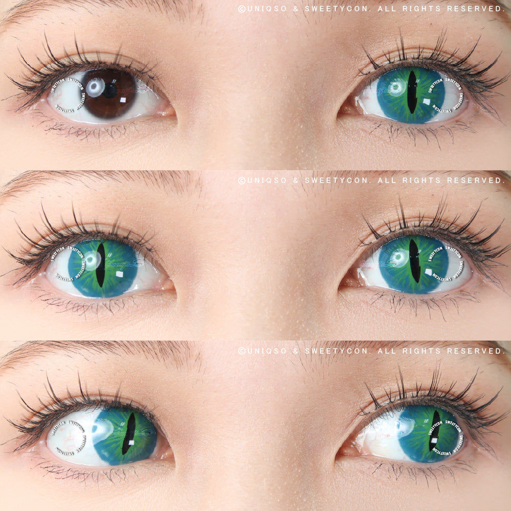 Sweety Crazy Dark Green Demon Eye / Cat Eye (New) (1 lens/pack)-Crazy Contacts-UNIQSO