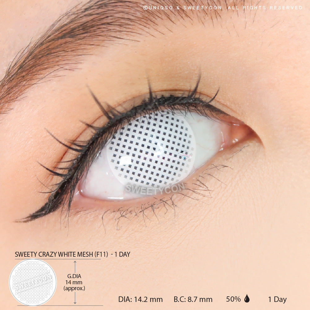 Sweety Crazy White Mesh - 1 Day Disposable (1 lens/pack)-Crazy Contacts-UNIQSO