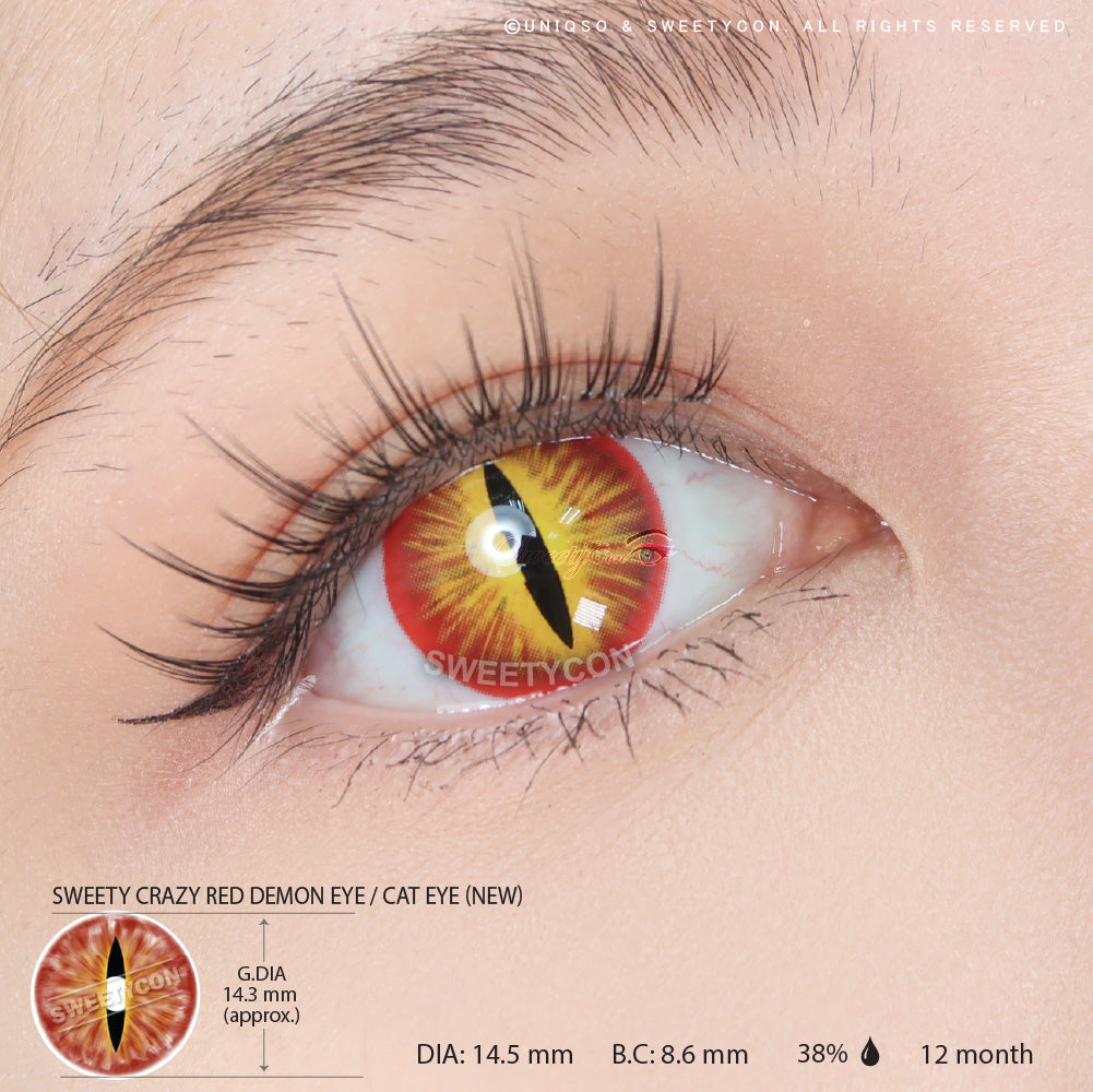 Sweety Crazy Red Demon Eye / Cat Eye (New) (1 lens/pack)-Crazy Contacts-UNIQSO