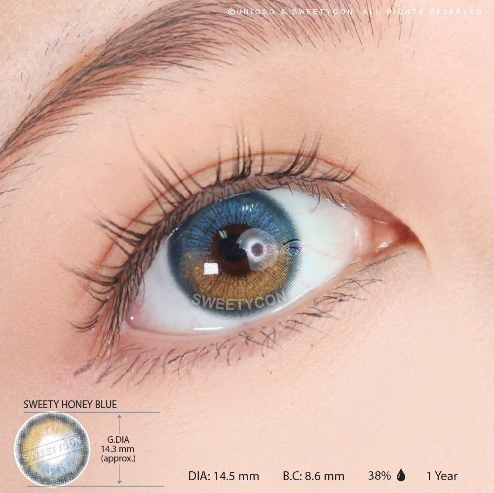 Sweety Honey Blue (1 lens/pack)-Colored Contacts-UNIQSO