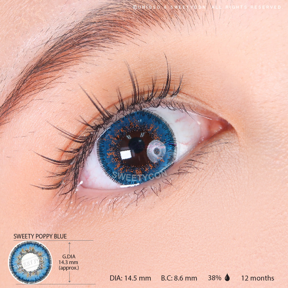 Sweety Poppy Blue (1 lens/pack)-Colored Contacts-UNIQSO