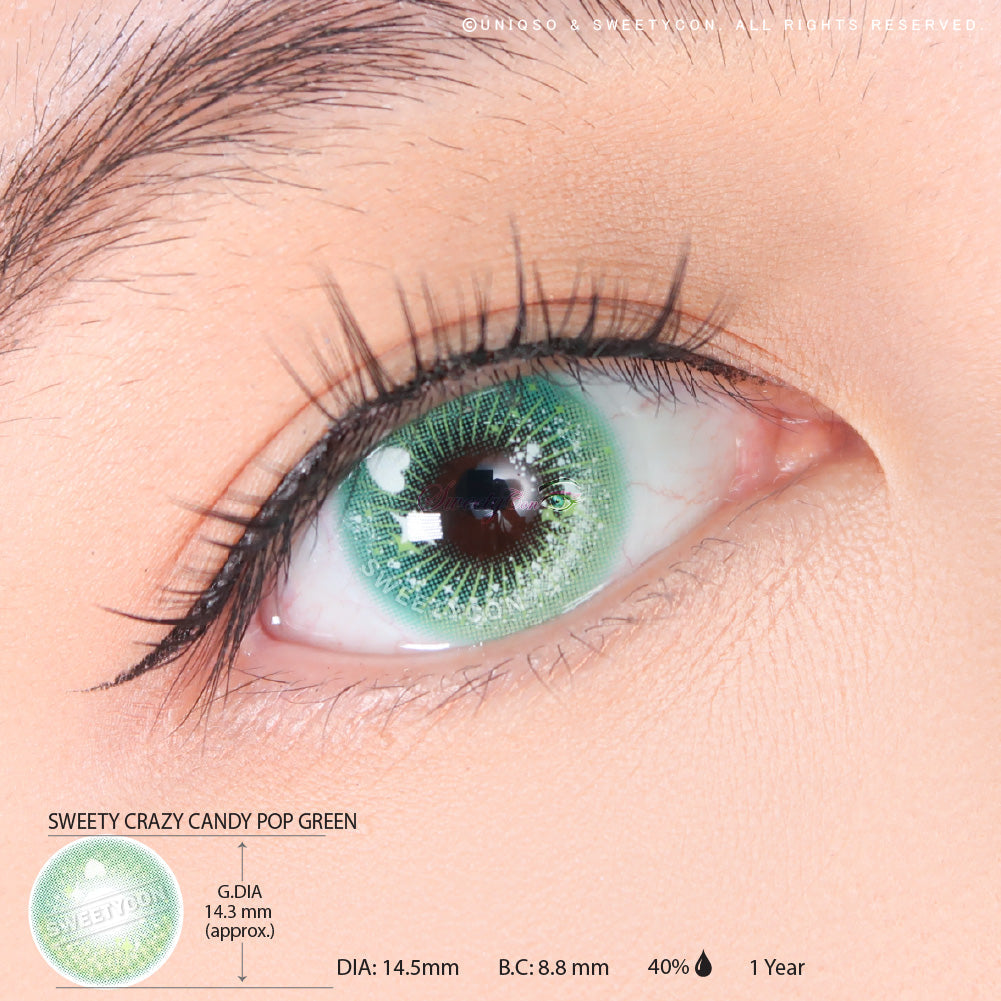 Sweety Crazy Candy Pop Green (1 lens/pack)-Colored Contacts-UNIQSO