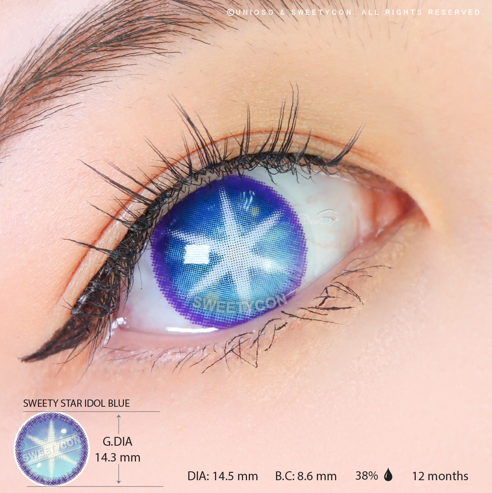 Sweety Star Idol Blue (1 lens/pack)-Colored Contacts-UNIQSO