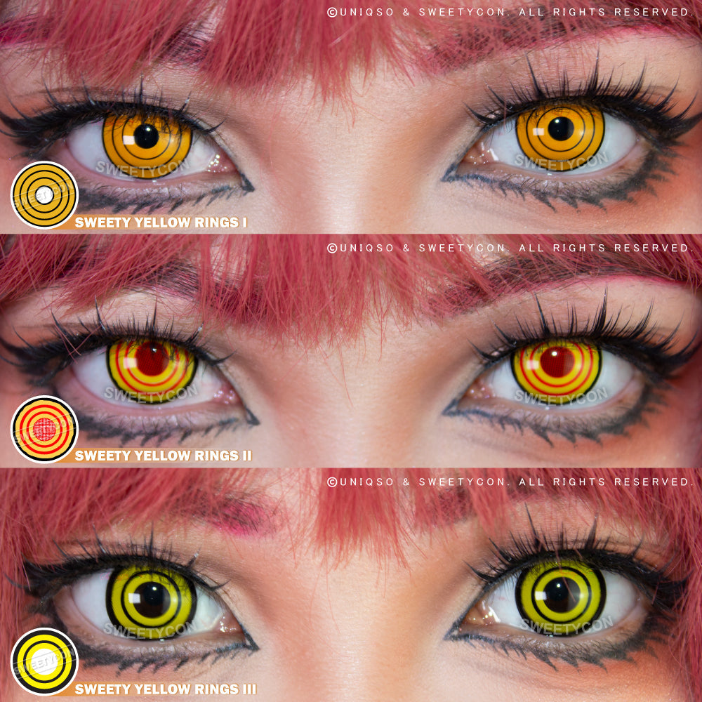 Sweety Crazy Yellow Rings V3 (Chainsaw Man - Makima) (1 lens/pack)-Crazy Contacts-UNIQSO