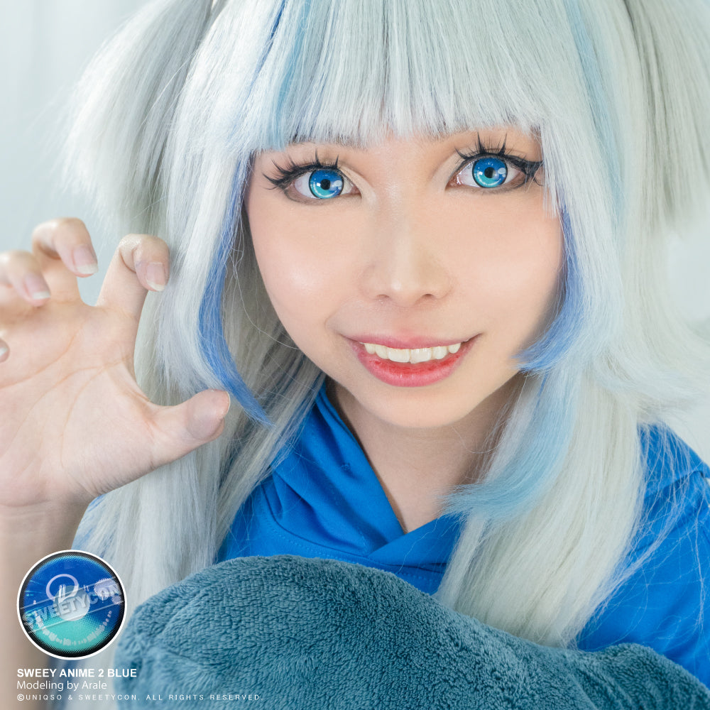 Sweety Anime 2 Cyan Turquoise (1 lens/pack)-Colored Contacts-UNIQSO