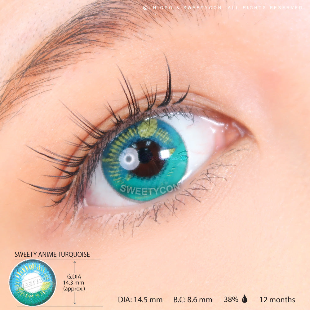 Sweety Anime Turquoise (1 lens/pack)-Colored Contacts-UNIQSO