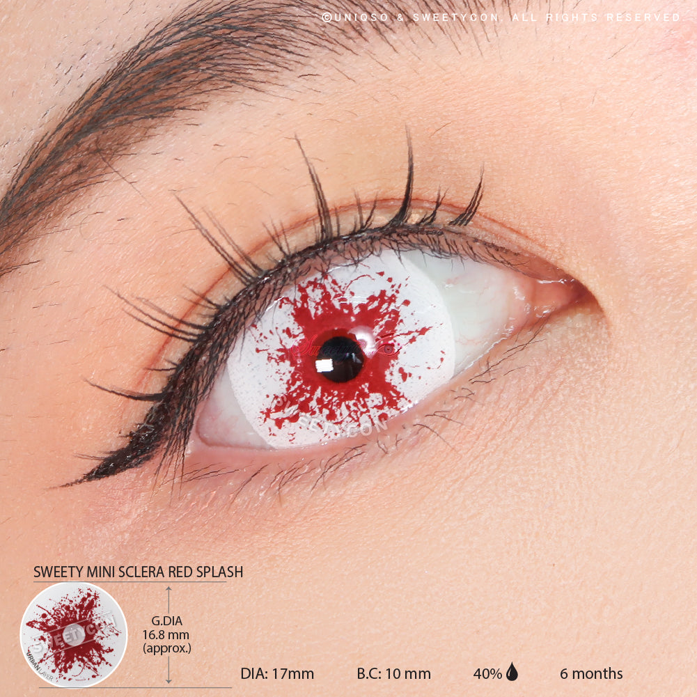 Sweety Mini Sclera Red Splash (1 lens/pack)-Mini Sclera Contacts-UNIQSO