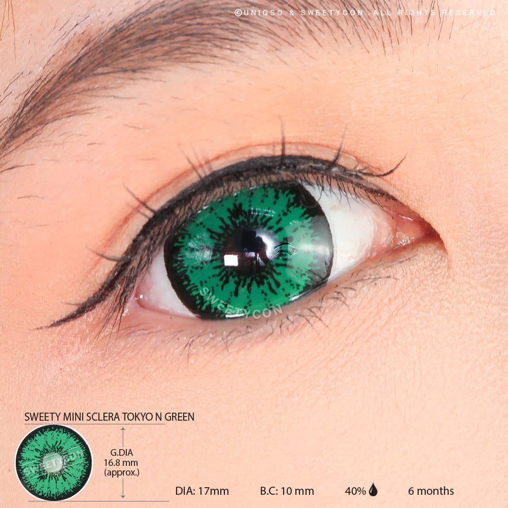 Sweety Mini Sclera Tokyo N Green(1 lens/pack)-Mini Sclera Contacts-UNIQSO