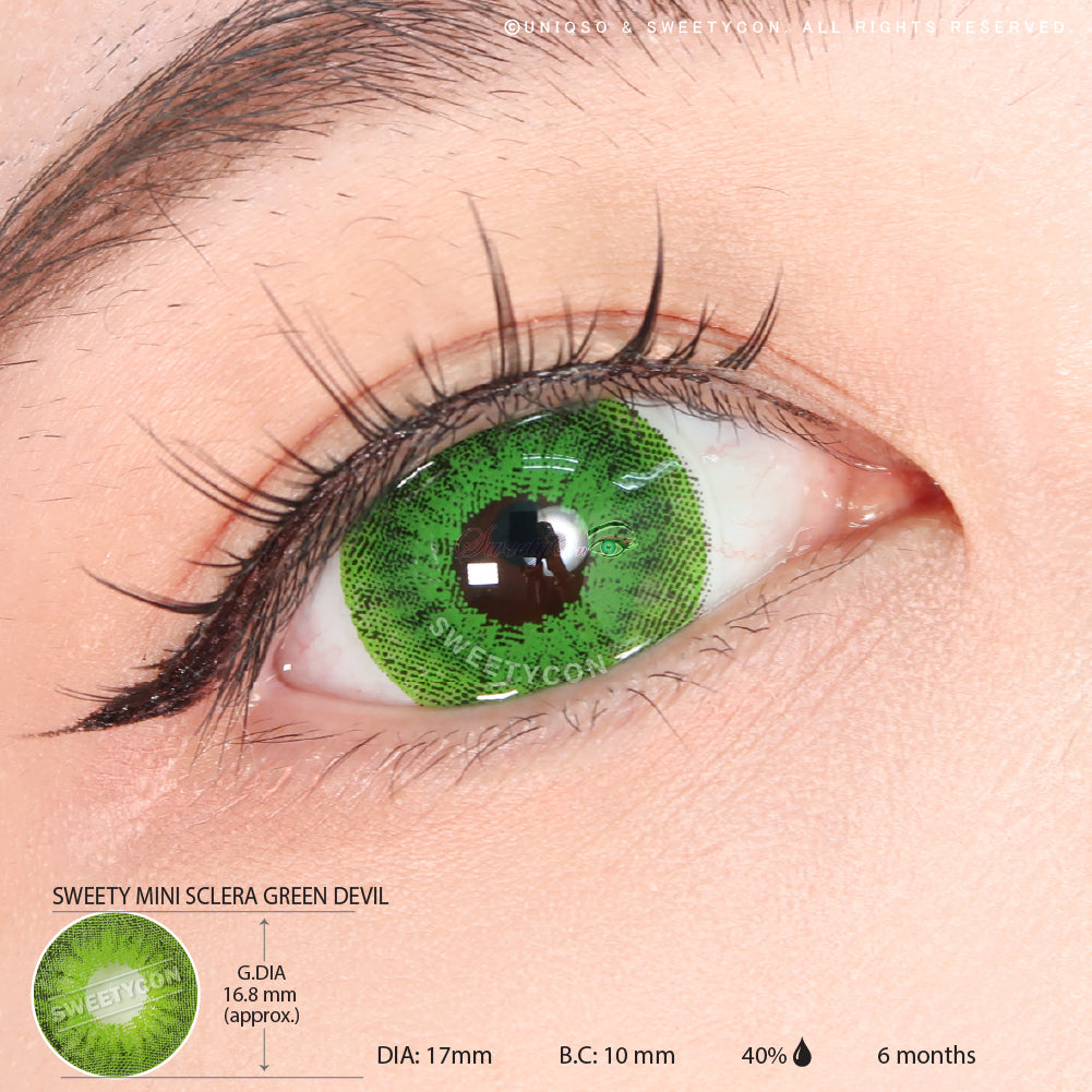 Sweety Mini Sclera Green Devil (1 lens/pack)-Mini Sclera Contacts-UNIQSO